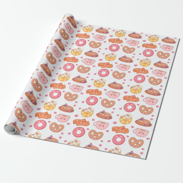 Papier Cadeau Papier d'emballage alimentaire Kawaii (Déroulé)