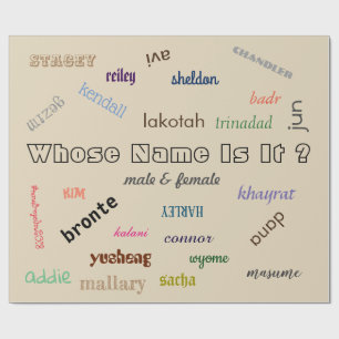 Papier Cadeau Papier d'emballage avec des noms unisexes par