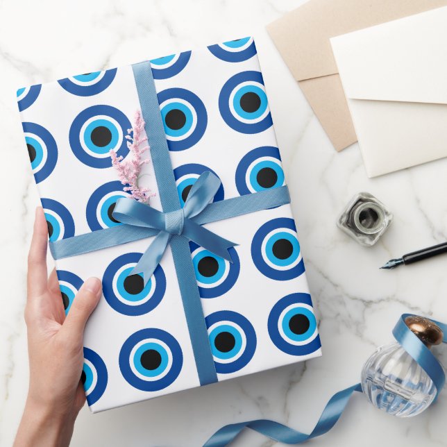 Papier Cadeau Papier d'emballage bleu Mati Evil Eye symbole (Cadeaux)