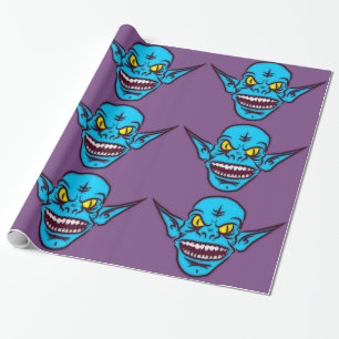 Papier Cadeau papier d'emballage bleu zombie troll démon