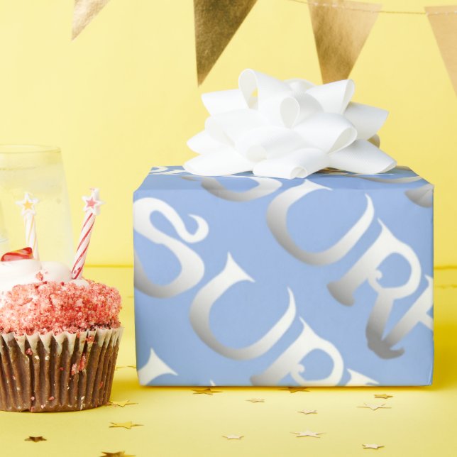 Papier Cadeau papier d'emballage brillant incliné bleu surf (Fête d'anniversaire)