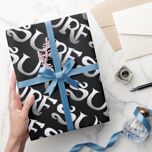 Papier Cadeau Papier d'emballage brillant incliné noir surf (Cadeaux)