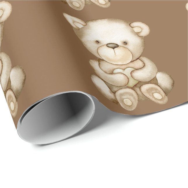 Papier Cadeau Papier d'emballage brun en teddy (Coin rond)