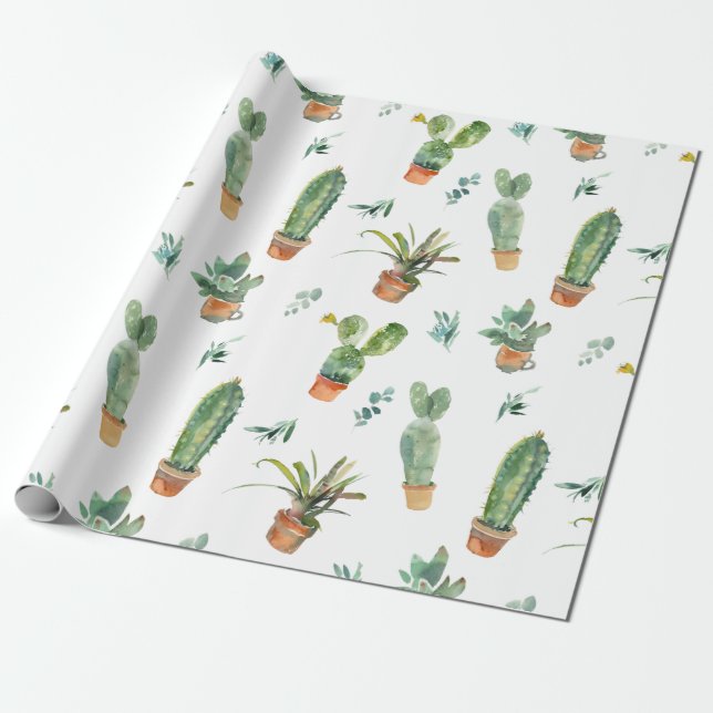 Papier Cadeau Papier d'emballage Cactus (Déroulé)