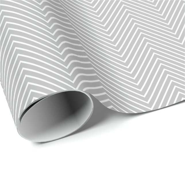Papier Cadeau Papier d'emballage Chevron Line - Blanc sur gris (Coin rond)