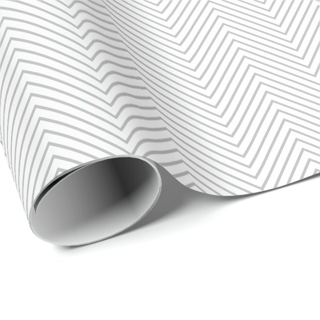 Papier Cadeau Papier d'emballage Chevron Line - Gris sur blanc (Coin rond)