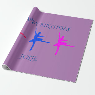 Papier Cadeau Papier d'emballage d'anniversaire Ballerina. Nom p