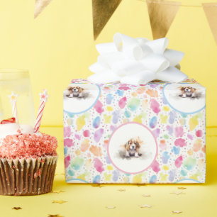Papier Cadeau Papier d'emballage d'anniversaire beagle
