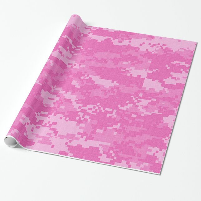 Papier Cadeau Papier d'emballage d'ARMÉE de camouflage rose (Déroulé)