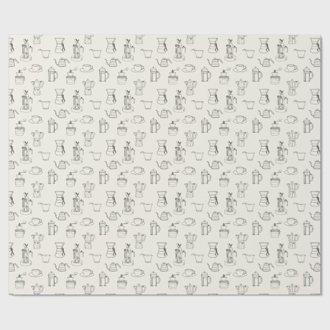 Papier Cadeau Papier d'emballage d'attirail de café (Plat)