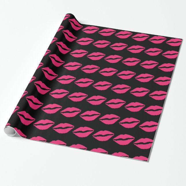 Papier Cadeau Papier d'emballage de baiser - noir (Déroulé)