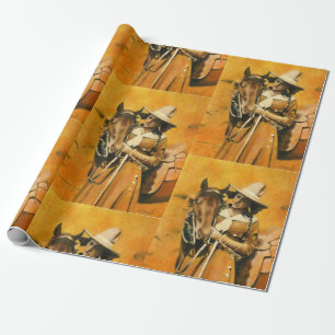 Papier Cadeau Papier d'emballage de cow-girl vintage