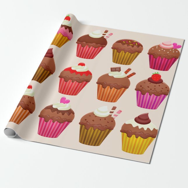 Papier Cadeau papier d'emballage de cupcakes (Déroulé)