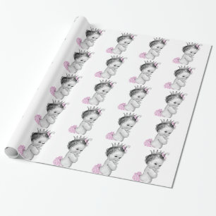 Papier Cadeau Papier d'emballage de douche rose de princesse
