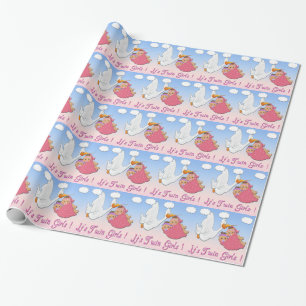 Papier Cadeau Papier d'emballage de filles de baby shower jumeau