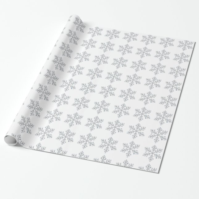 Papier Cadeau Papier d'emballage de flocon de neige en cristal - (Déroulé)