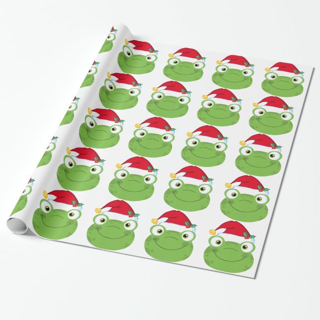 Papier Cadeau Papier d'emballage de grenouille mignonne de Noël (Déroulé)