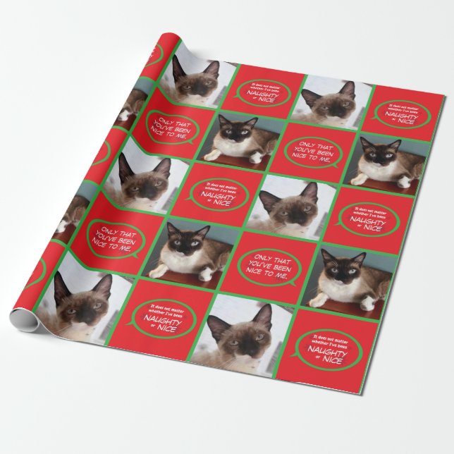 Papier Cadeau Papier d'emballage de griffes de Père Noël de chat (Déroulé)