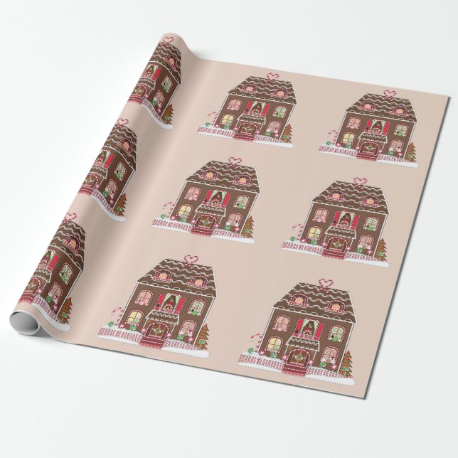 Papier Cadeau papier d'emballage de la maison en pain d'épices (Déroulé)