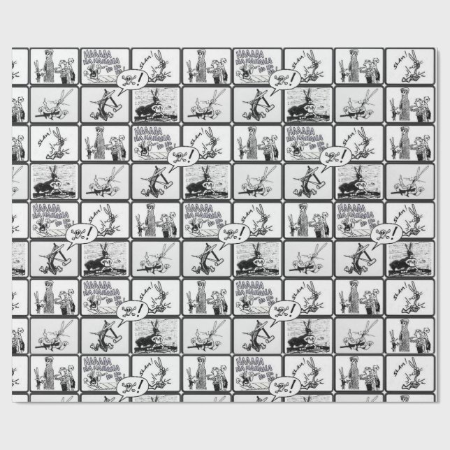 Papier Cadeau Papier d'emballage de lapin de scènes méchantes de (Plat)