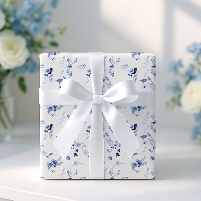 Papier Cadeau Papier d'emballage de mariage floral artistique bl (Créateur téléchargé)