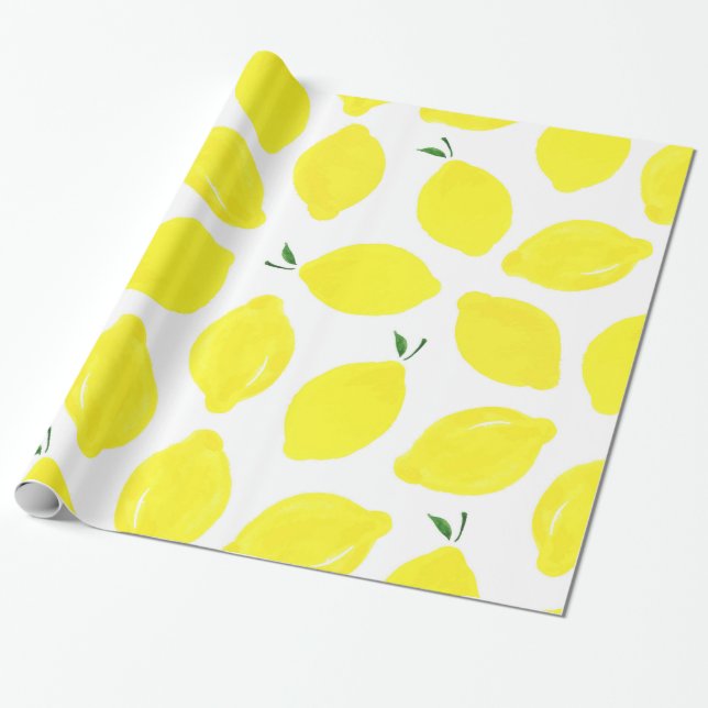 Papier Cadeau Papier d'emballage de motif de citron (Déroulé)