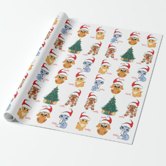 Papier Cadeau Papier d'emballage de Noël chiots mignons
