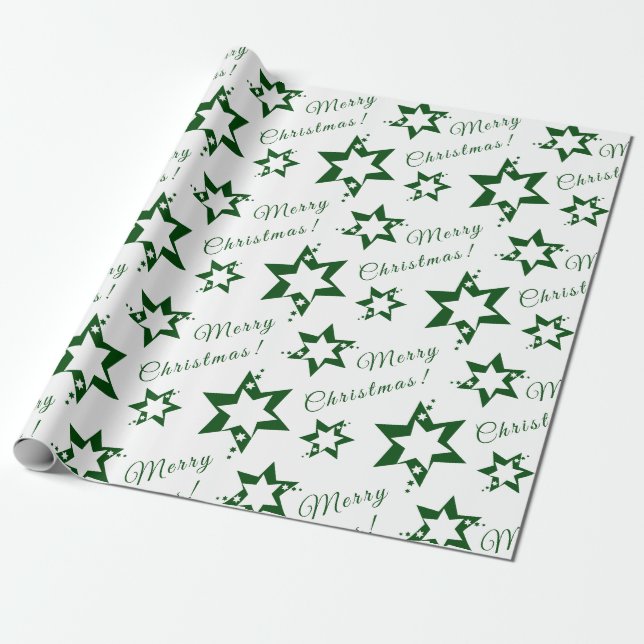 Papier Cadeau Papier d'emballage de Noël vert joyeux (Déroulé)