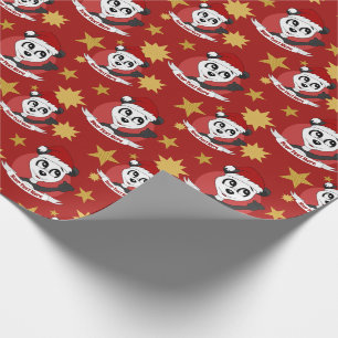 Papier Cadeau Papier d'emballage de panda de Noël