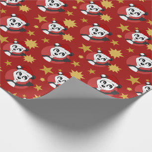 Papier Cadeau Papier d'emballage de panda de Noël