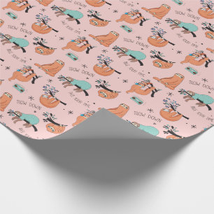 Papier Cadeau Papier d'emballage de paresse mignonne rose