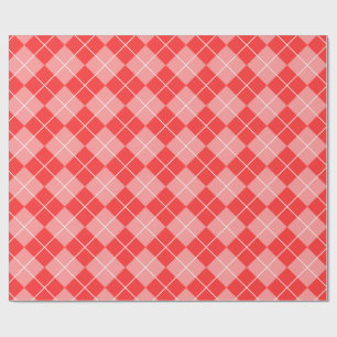 Papier Cadeau Papier d'emballage de plaid rose et rouge