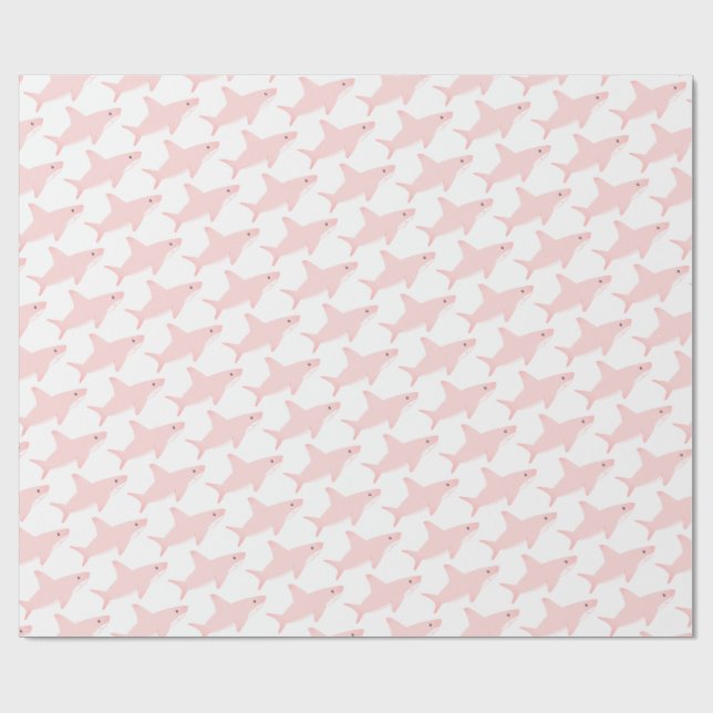 Papier Cadeau Papier d'emballage de requin rose mignon (Plat)