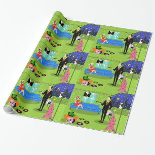 Papier Cadeau Papier d'emballage de rétros couples urbains de