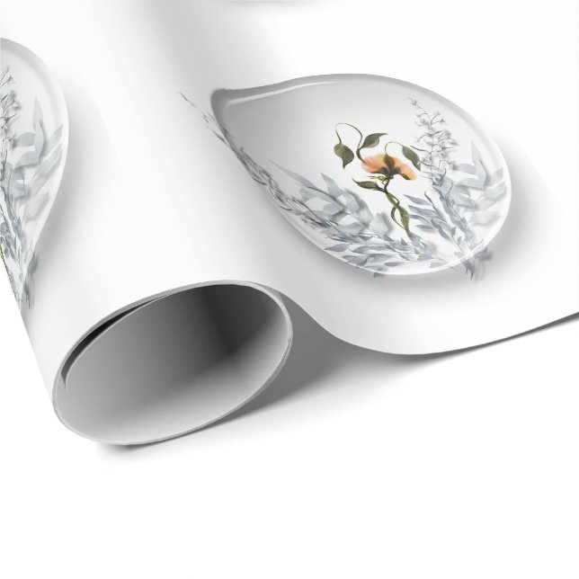 Papier Cadeau Papier d'emballage de sphère florale (Coin rond)