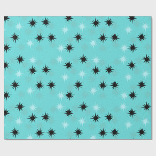 Papier Cadeau Papier d'emballage de Starbursts de turquoise