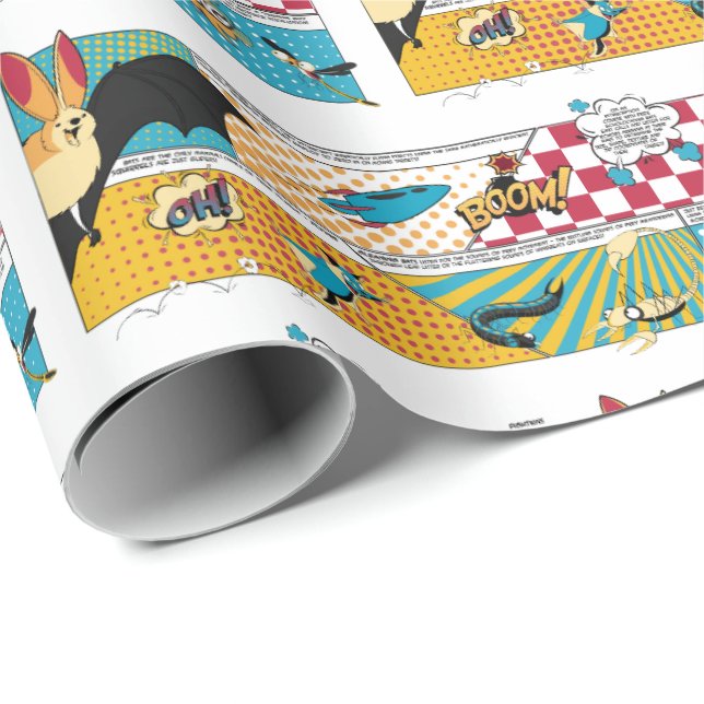 Papier Cadeau Papier d'emballage de super héros de batte (Coin rond)