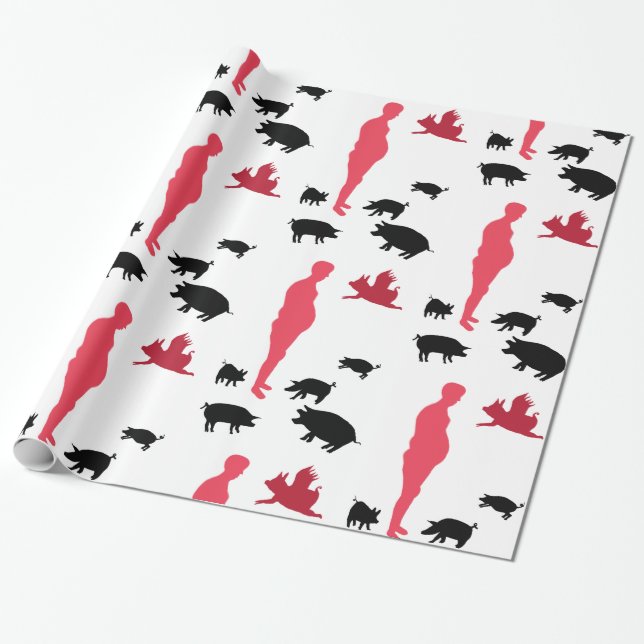 Papier Cadeau Papier d'emballage de Vegeterian de repas heureux (Déroulé)