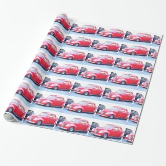 Papier Cadeau Papier d'emballage de voiture classique rouge