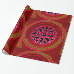 Papier Cadeau papier d'emballage design mandala rouge