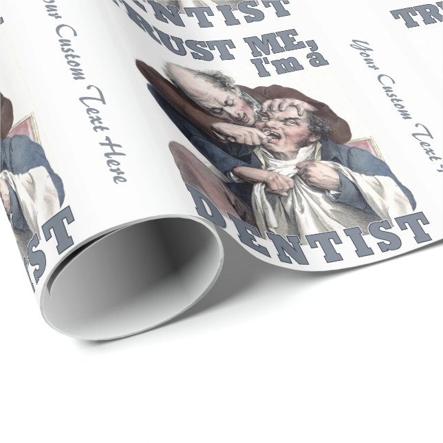 Papier Cadeau Papier d'emballage d'humour de DENTISTE (Coin rond)