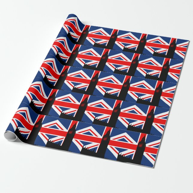 Papier Cadeau Papier d'emballage du Parlement d'Union Jack Big (Déroulé)