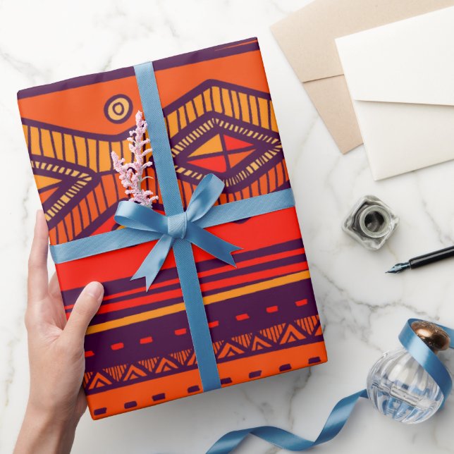 Papier Cadeau Papier d'emballage du parti motif tribal africain (Cadeaux)