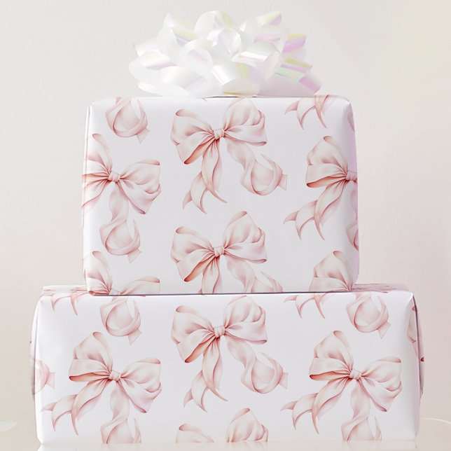 Papier Cadeau Papier d'emballage élégant à nœud rose (Créateur téléchargé)