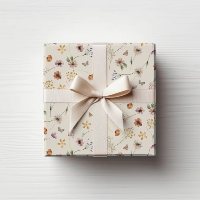 Papier Cadeau Papier d'emballage Fleurs Boho (Boho Flowers Wrapping Paper
)