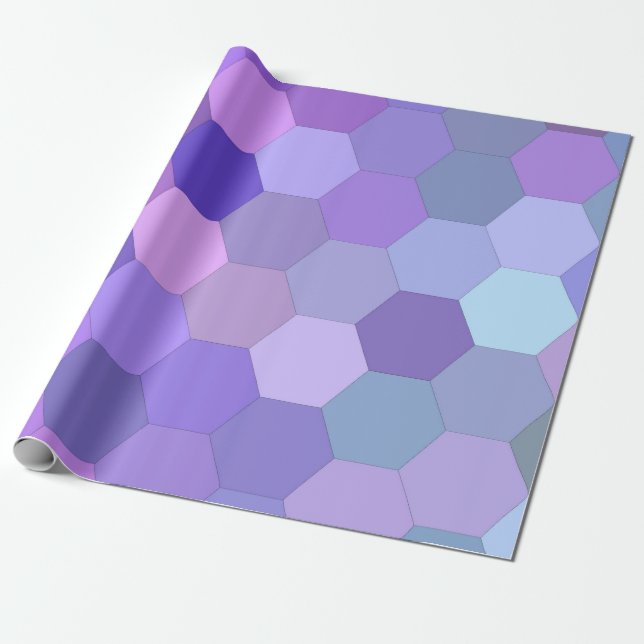 Papier Cadeau papier d'emballage hexagone violet (Déroulé)