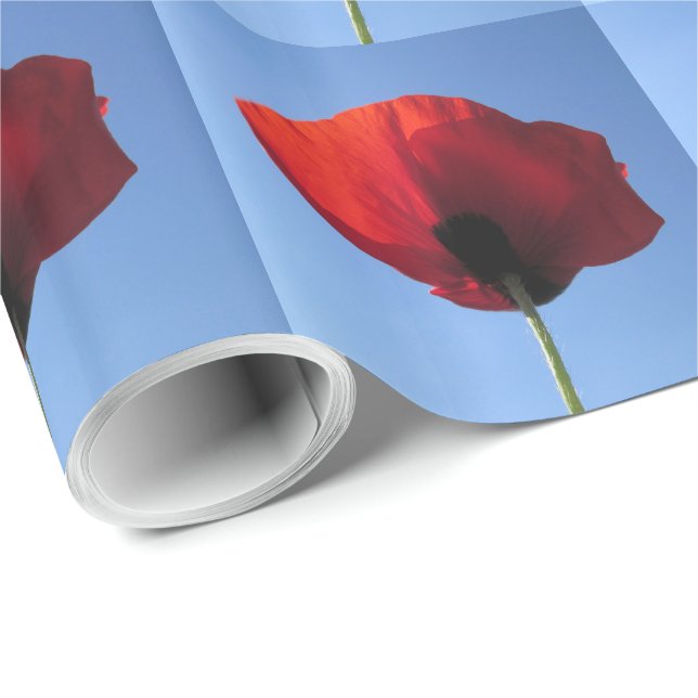 Papier Cadeau Papier d'emballage - Jour commémoratif Rouge Poppy (Coin rond)