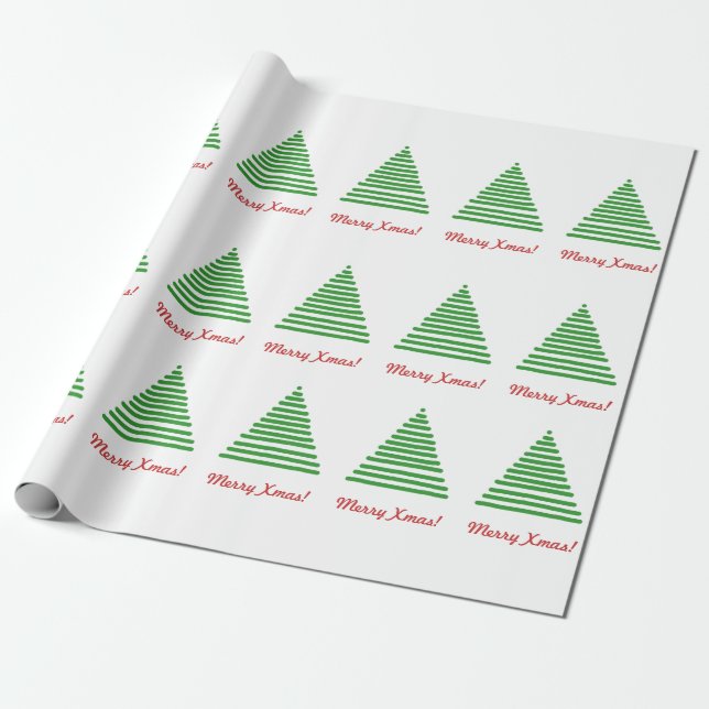 Papier Cadeau Papier d'emballage - Joyeux arbre de Noël (Déroulé)