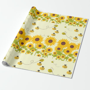 Papier Cadeau papier d'emballage motif de chaux de tournesol jau