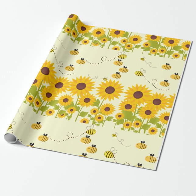 Papier Cadeau papier d'emballage motif de chaux de tournesol jau (Déroulé)